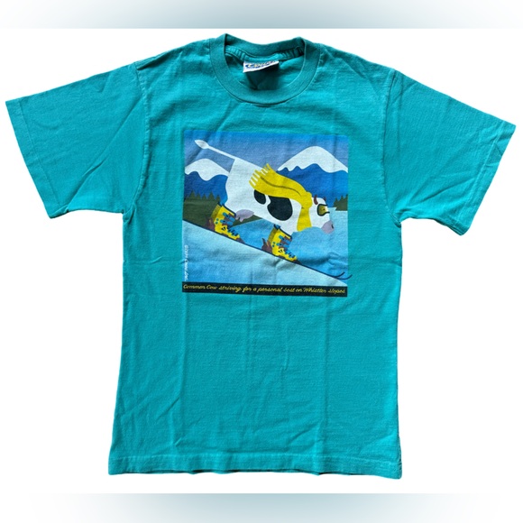 Cows Vintage 1990's Skiing Blue Small T-Shirt - Picture 1 of 10